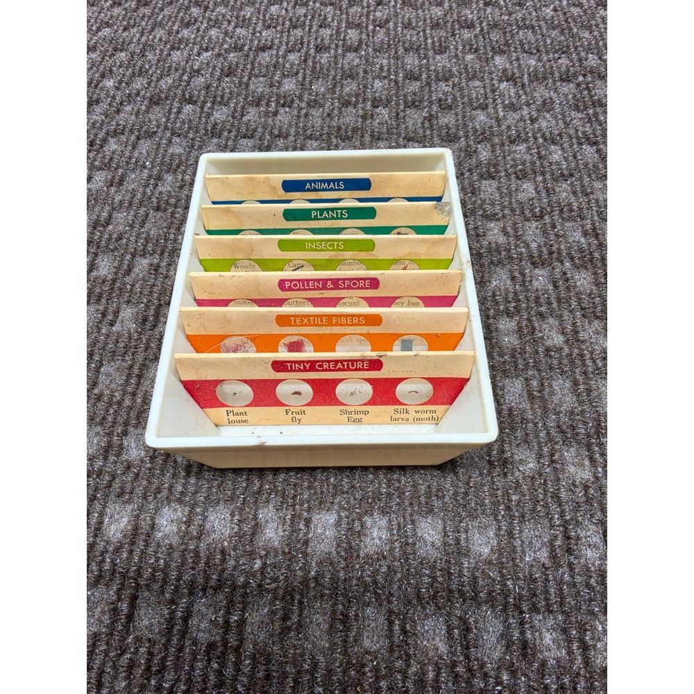 Vintage Prepared Microscope Slide Set 24 Specimens Animals Plants Insects